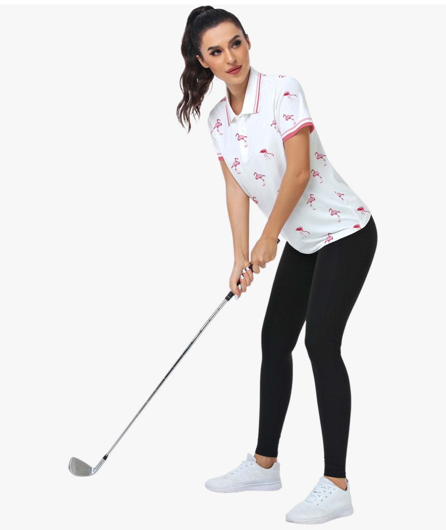 Flamingo Print Performance Polo