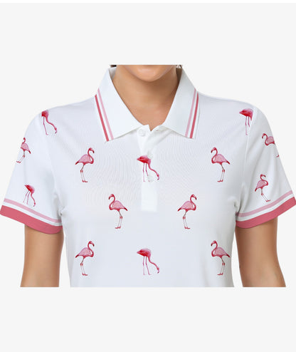 Flamingo Print Performance Polo