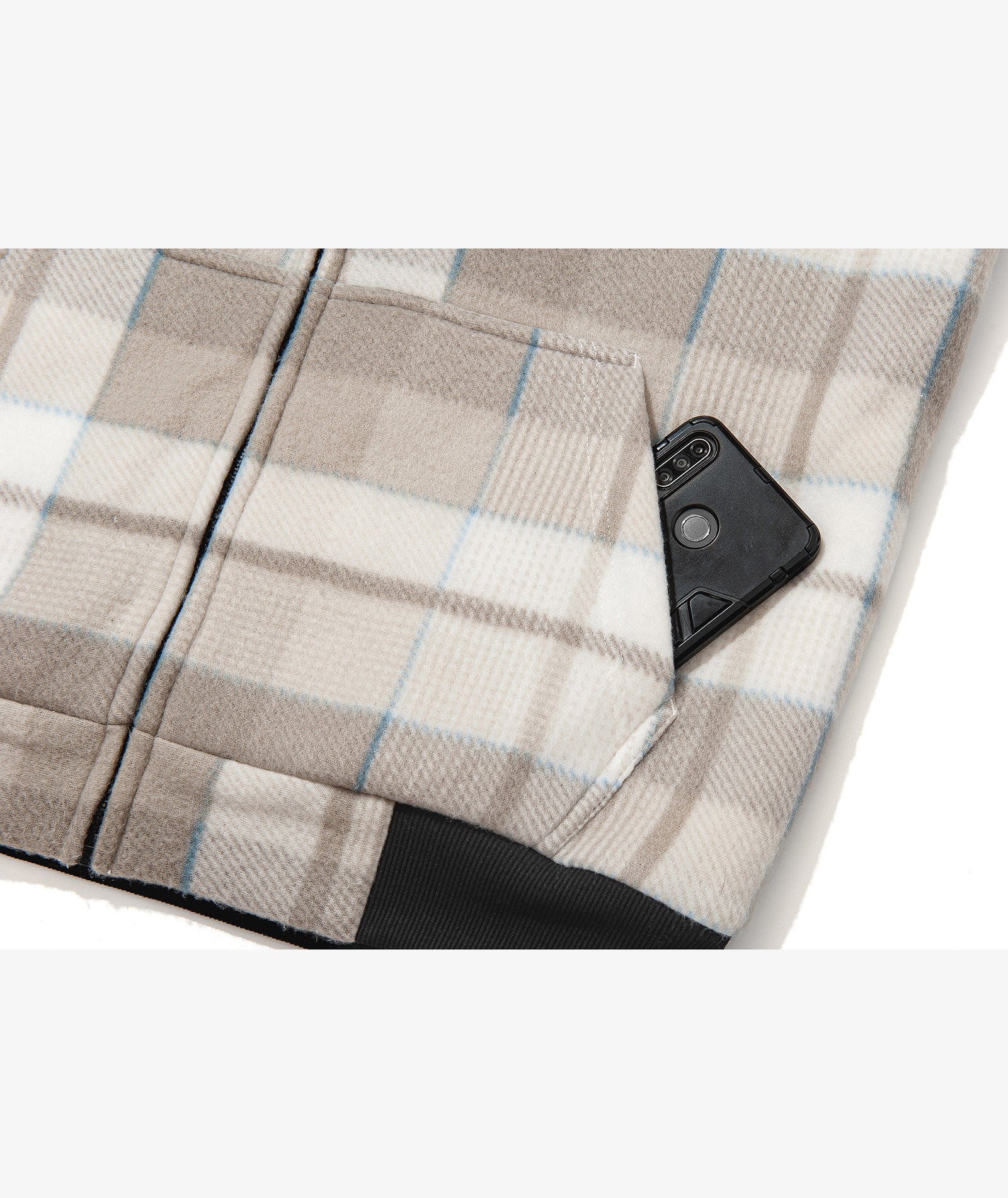 Plaid Sherpa Full-Zip Hoodie