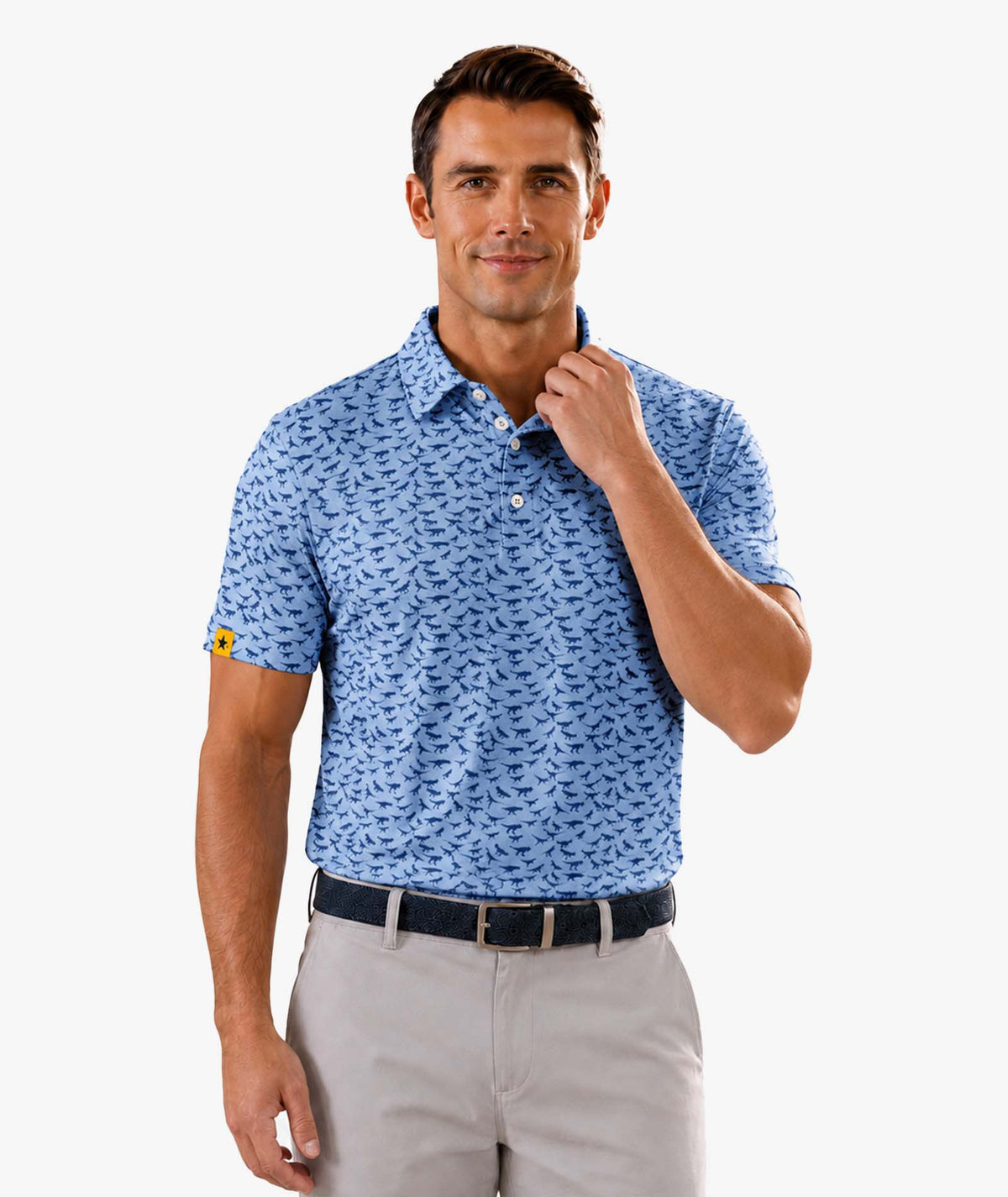 ZITY Shark Print Golf Polo