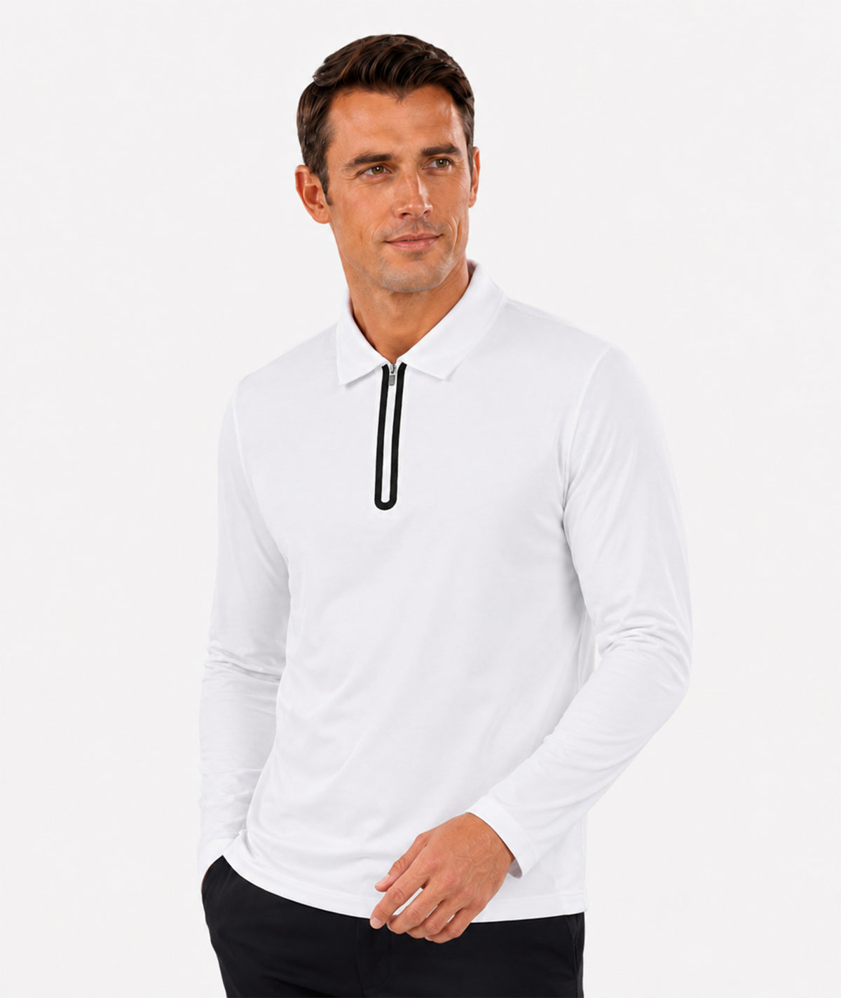 Polo à manches longues et col zippé