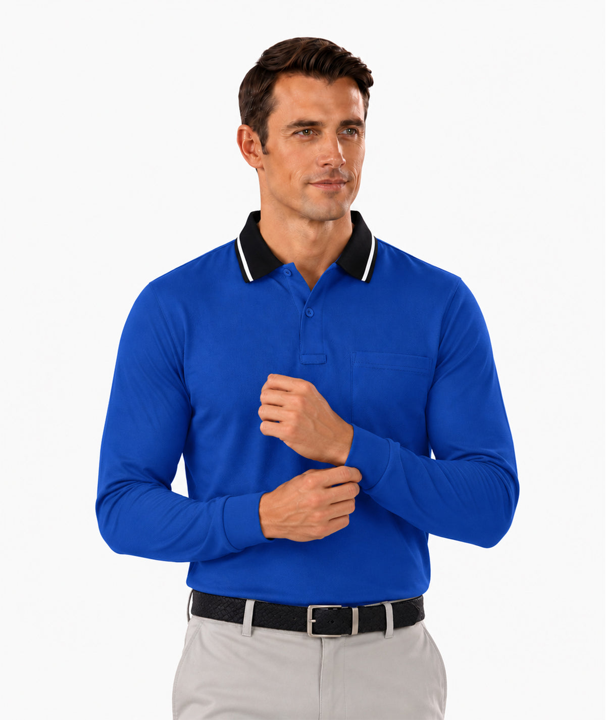 Pocket Long Sleeve Polo Shirt