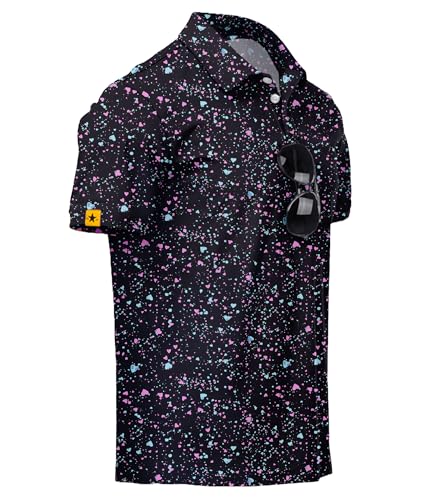 Colorful Heart Print Golf Polo