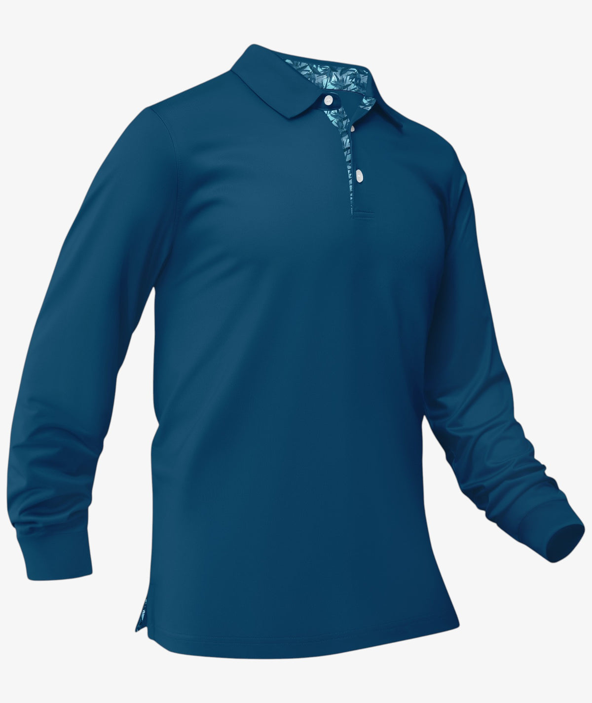 Blue Tropical Leaf Collar Polo